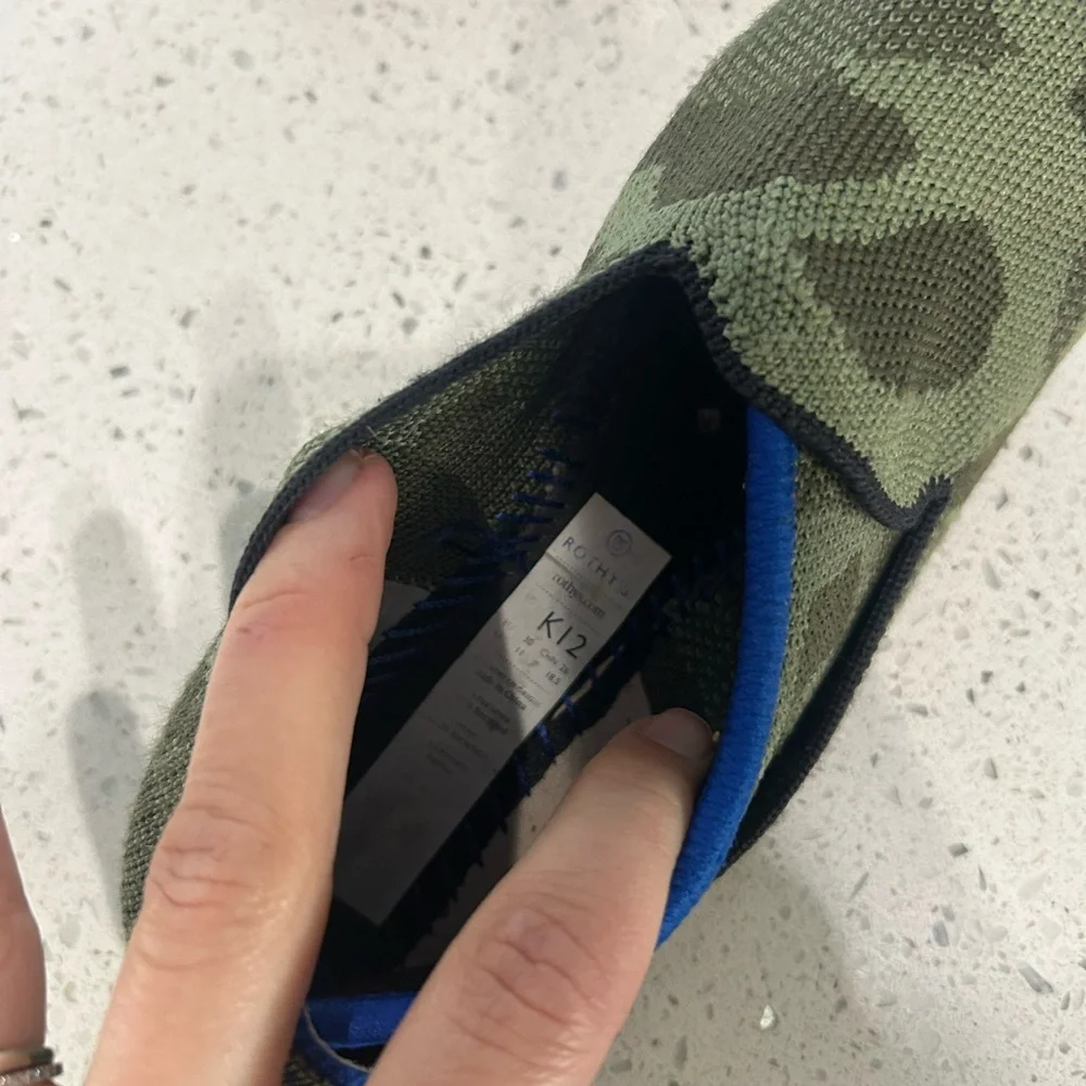Rothy's Kids Camouflage Green Shoes size 12 toddler